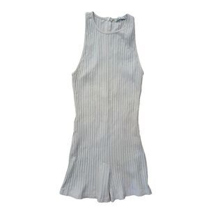 Zara One Piece Cotton Romper Ribbed Shorts Stretchy Size Medium Clubbing
